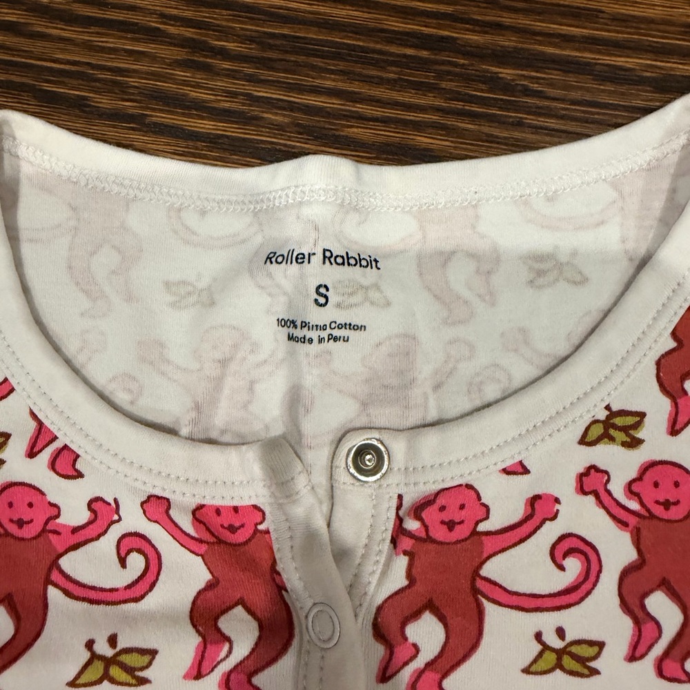 Roller Rabbit Pink and White womens Pajama Set - Picture 2 of 3